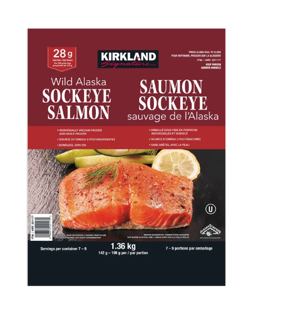 KIRKLAND SIGNATURE Frozen Wild Alaskan Sockeye Salmon 1.36 Kg
