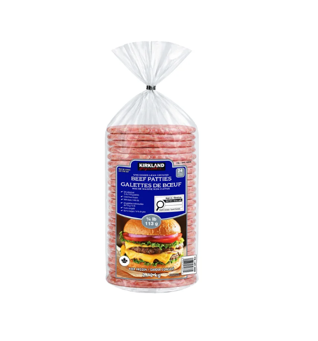 KIRKLAND SIGNATURE Lean Beef Patties 24x113, 2.72 Kg