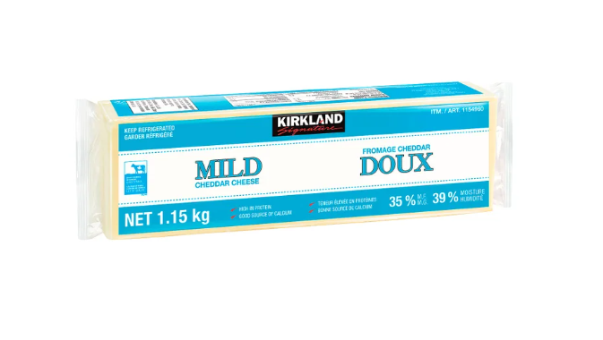 KIRKLAND SIGNATURE Mild White Cheddar Cheese Block 1.15 Kg