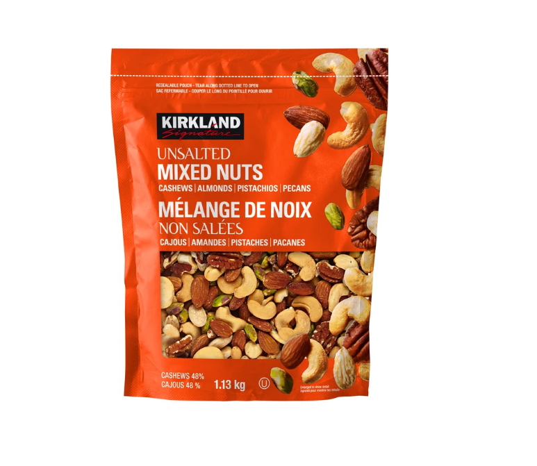 KIRKLAND SIGNATURE Unsalted Mixed Nuts 1.13 Kg