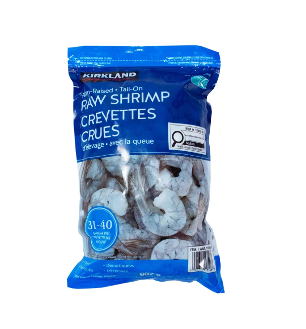 KIRKLAND SIGNATURE Frozen Tail-On Raw Shrimp 31 to 40 Count