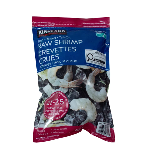 KIRKLAND SIGNATURE Tail On Raw Shrimp: 21 to 25 Count