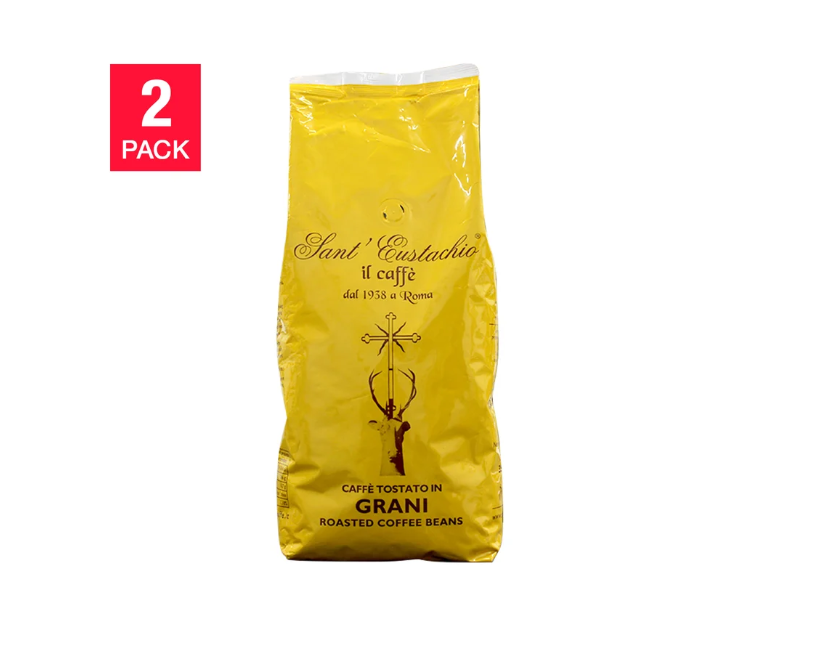 Caffe Sant'Eustachio- Roasted Beans Coffee from Rome, Italy Premium Selection 2x1 Kg