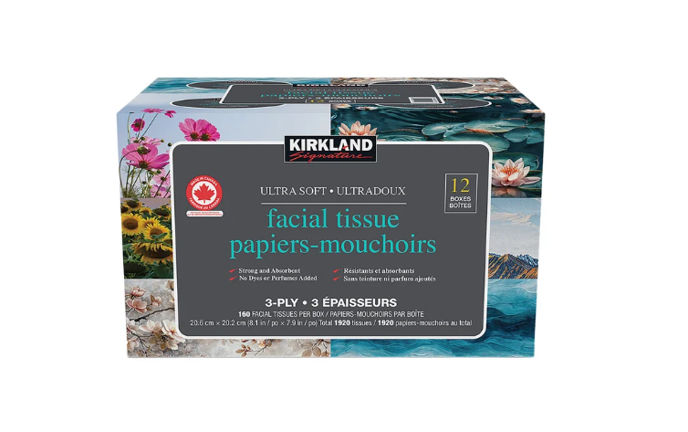KIRKLAND SIGNATURE Facial Tissue 12 Box:160 Per Box