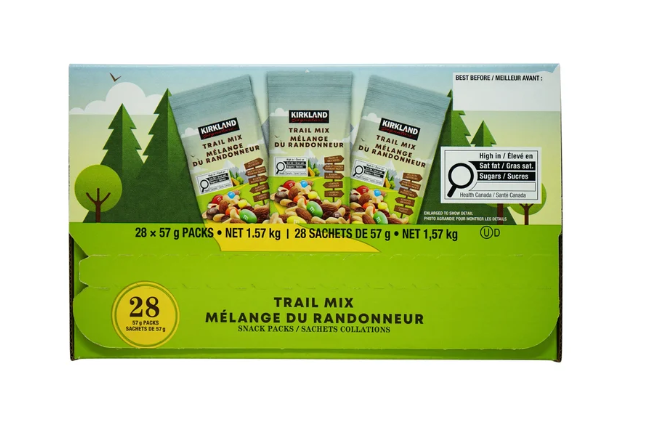 KIRKLAND SIGNATURE Trail Mix Snacks Pack 28 Sachets:57 G Packs