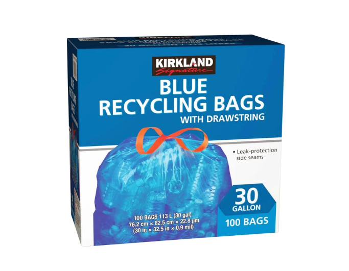KIRKLAND SIGNATURE Blue Recycling Bags 30 Gallons:100 Bags