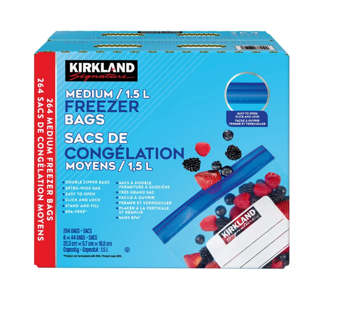 KIRKLAND SIGNATURE Medium Freezer Bags 264 Bags