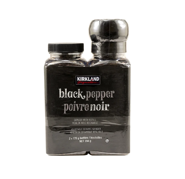 KIRKLAND SIGNATURE Black Pepper with Grinder and Refill 365 G