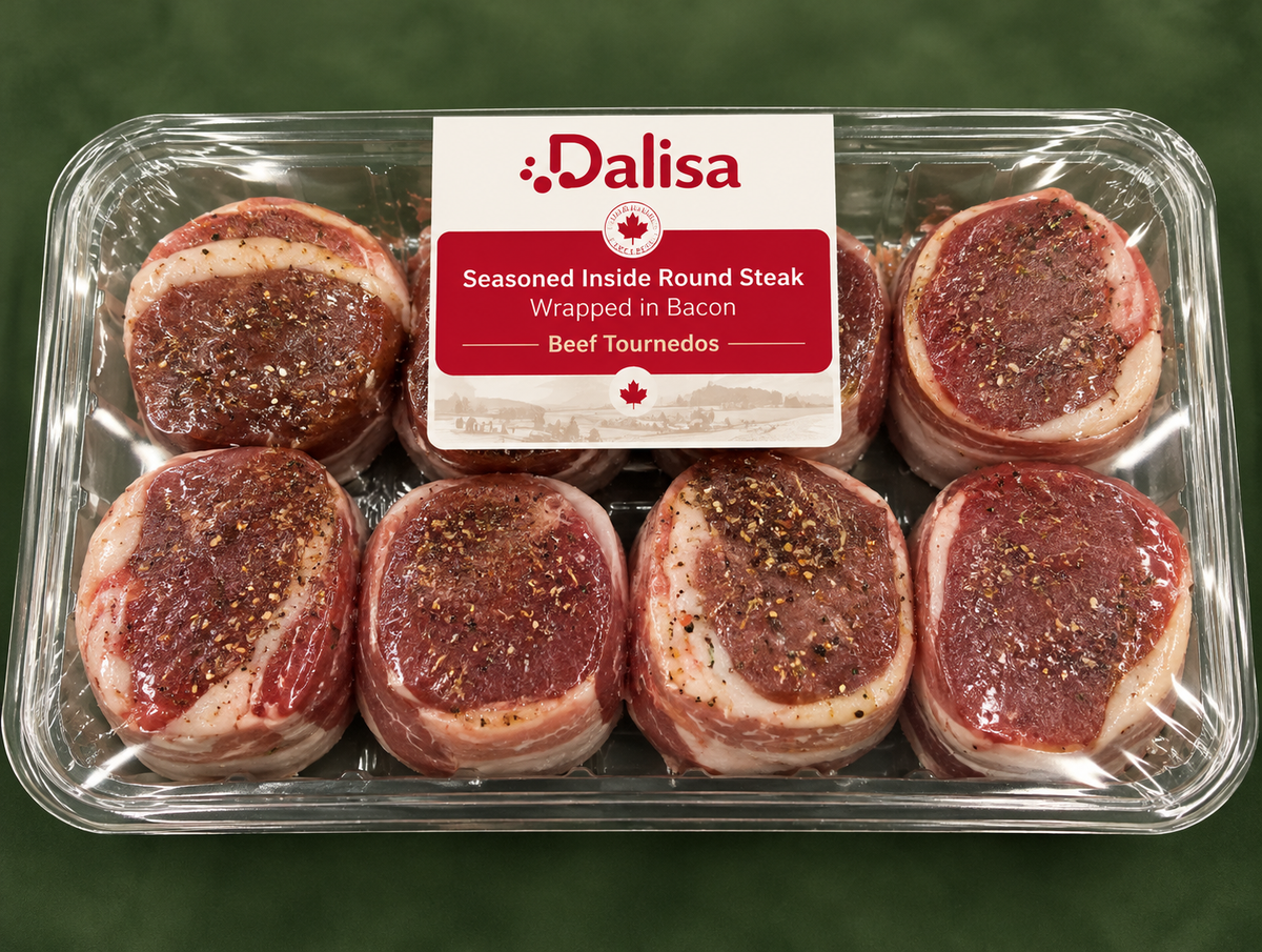 Dalisa Seasoned Inside Round Steak Wrapped in Bacon Beef Tournedos :1.433 Kg